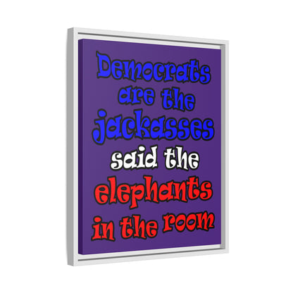 donkeys and elephants - framed canvas art (purple)