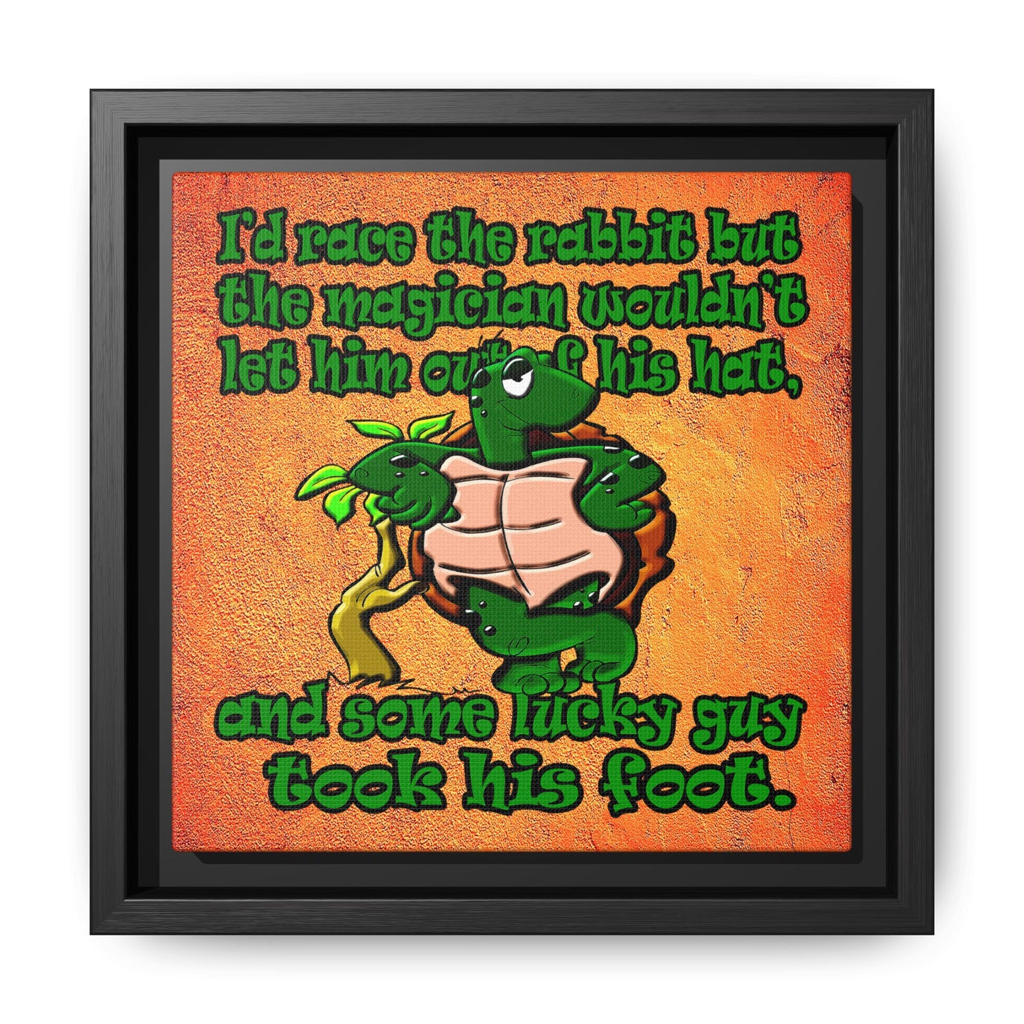turtle race - framed canvas art (burnt orange)