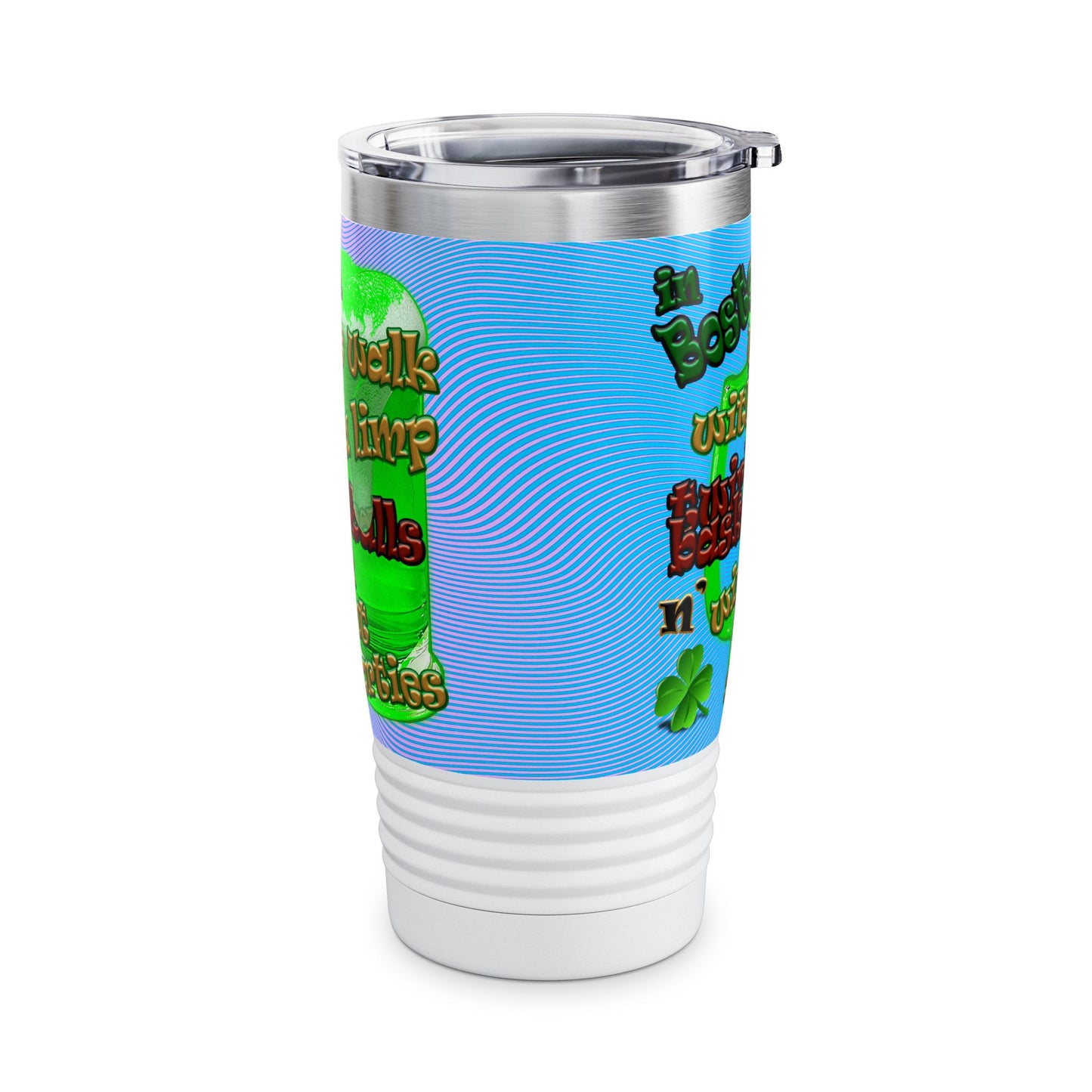 celtics logo - Ringneck Tumbler, 20oz (light blue-purple wave)
