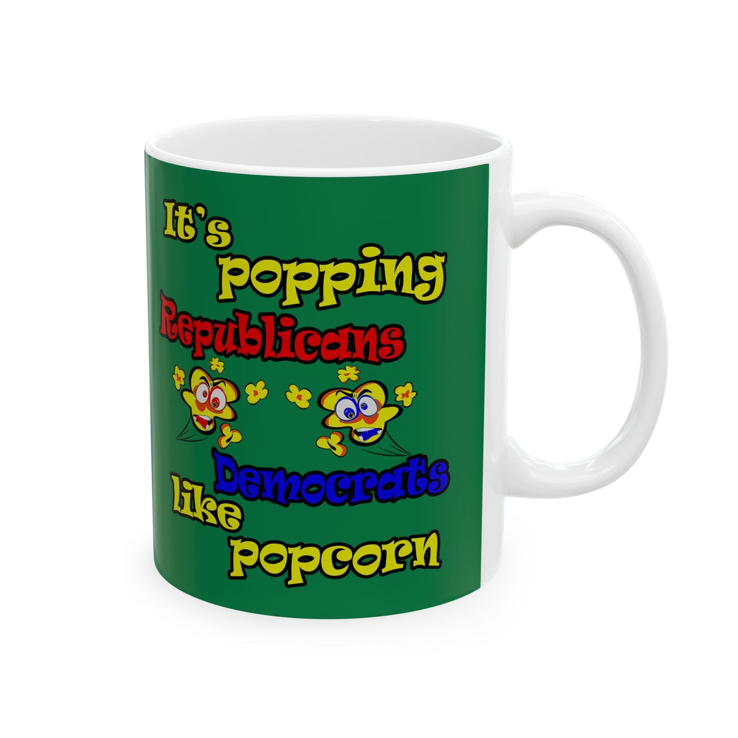 popping like popcorn - White Mug (dark green)