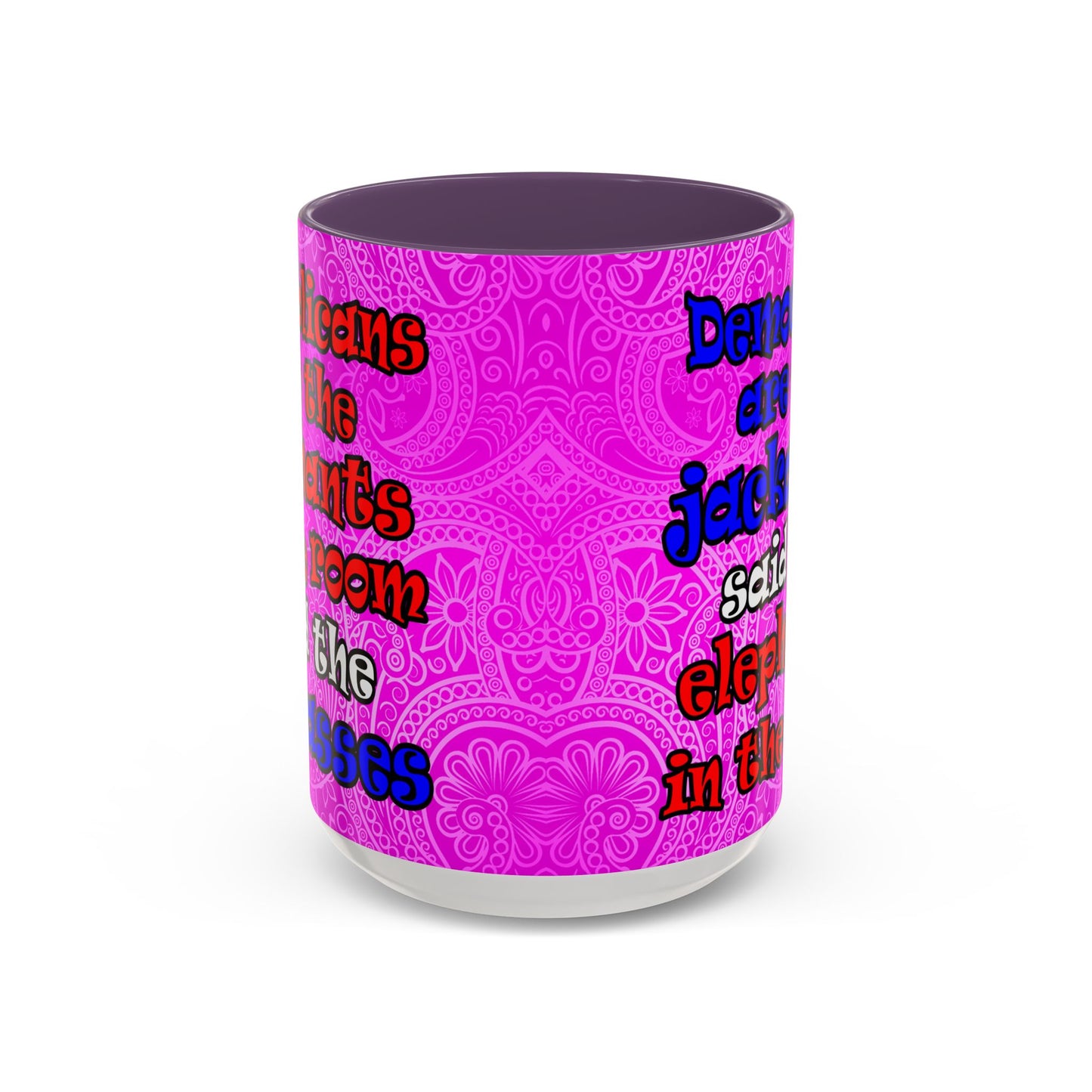donkeys and elephants - Accent Mug (pink swirl)