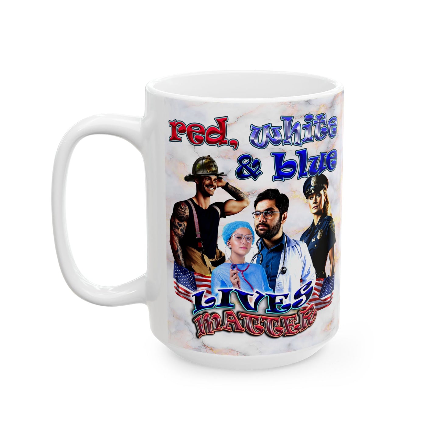 rw&b lives matter - White Mug (white marble)