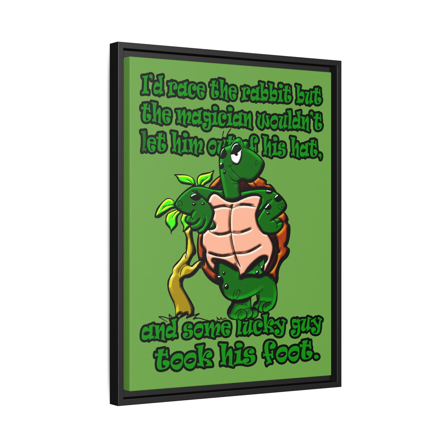 turtle race - framed canvas art (green)