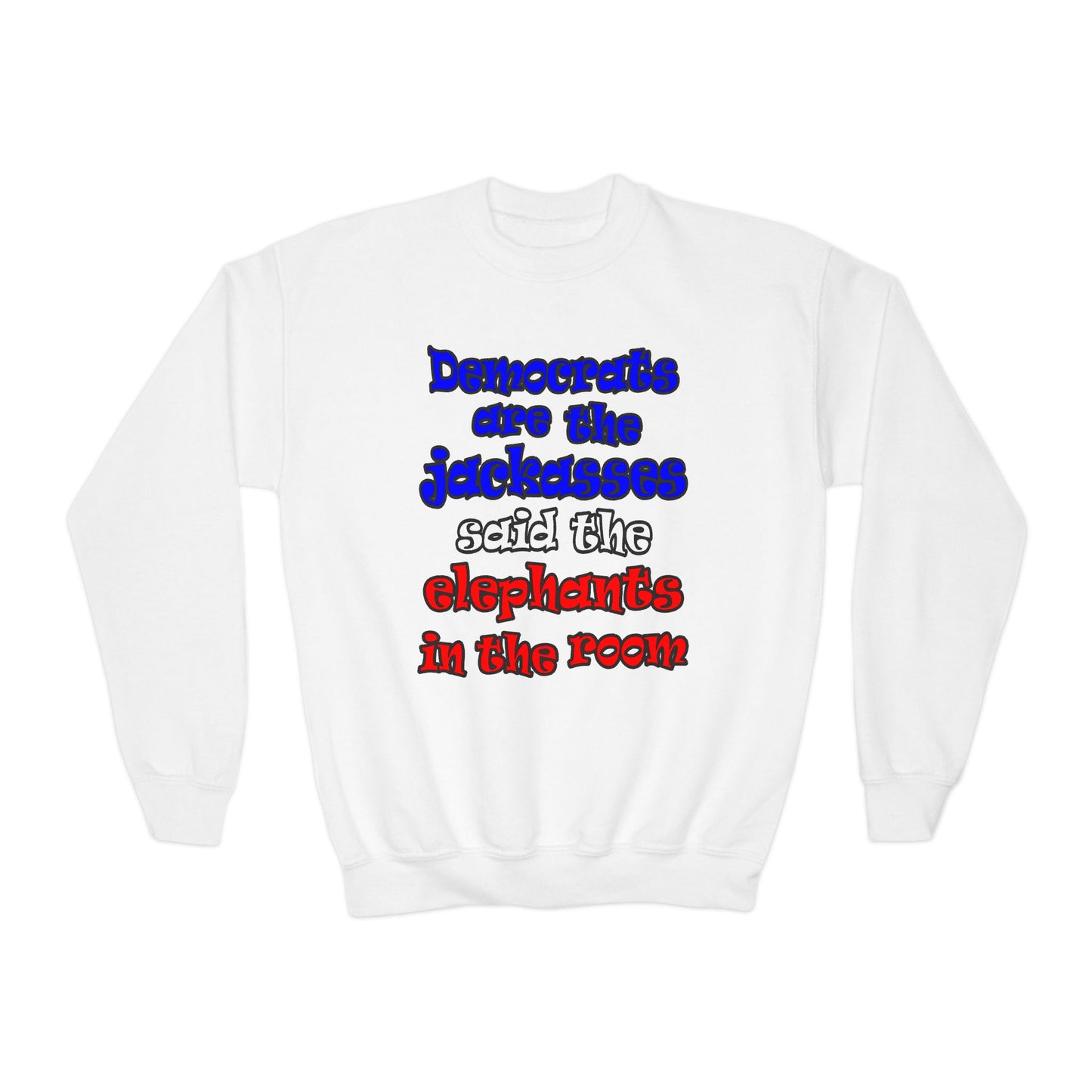 donkeys and elephants - Youth Crewneck Sweatshirt