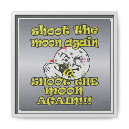 shoot the moon again - framed canvas art (brushed nickel)
