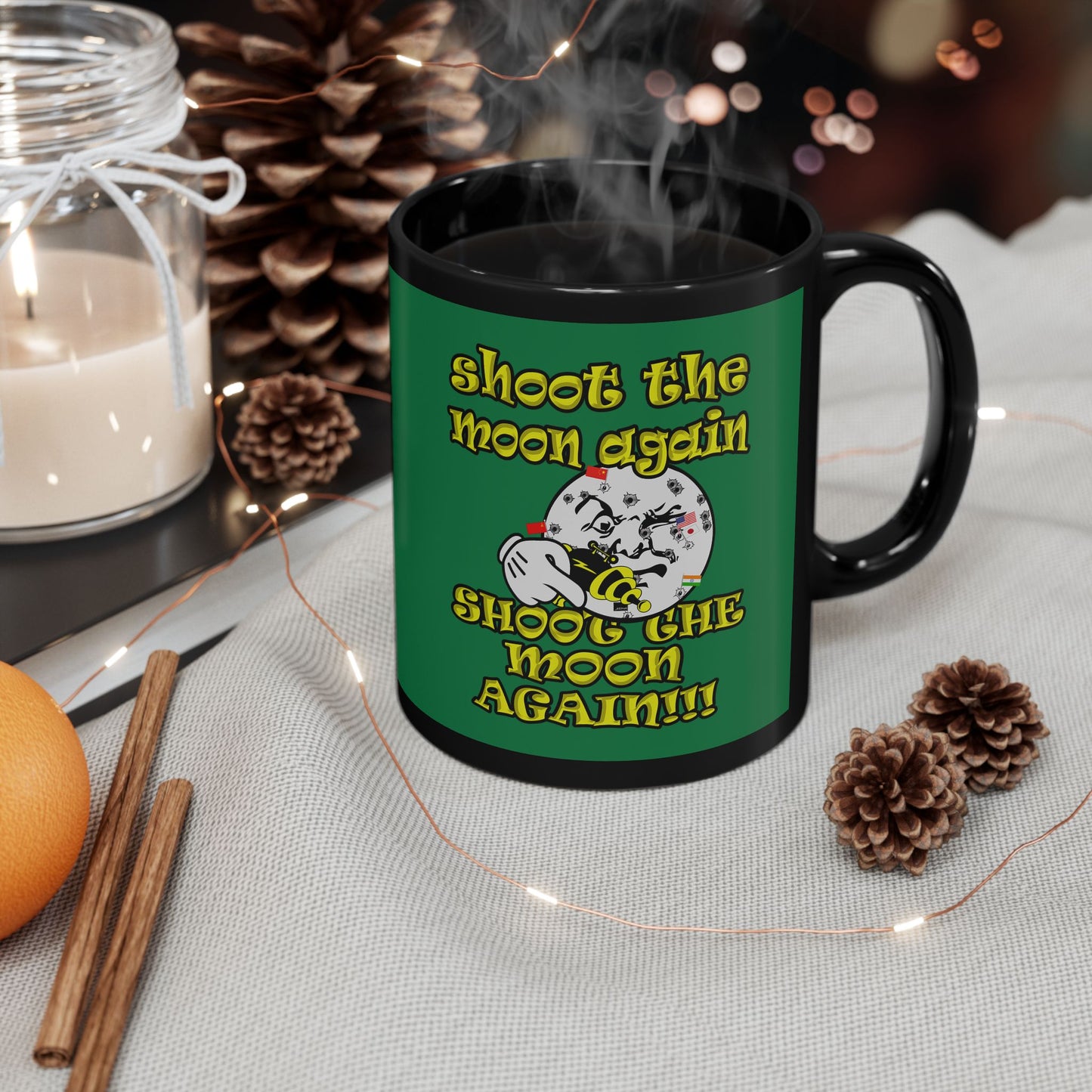 shoot the moon again - Black Mug (dark green)