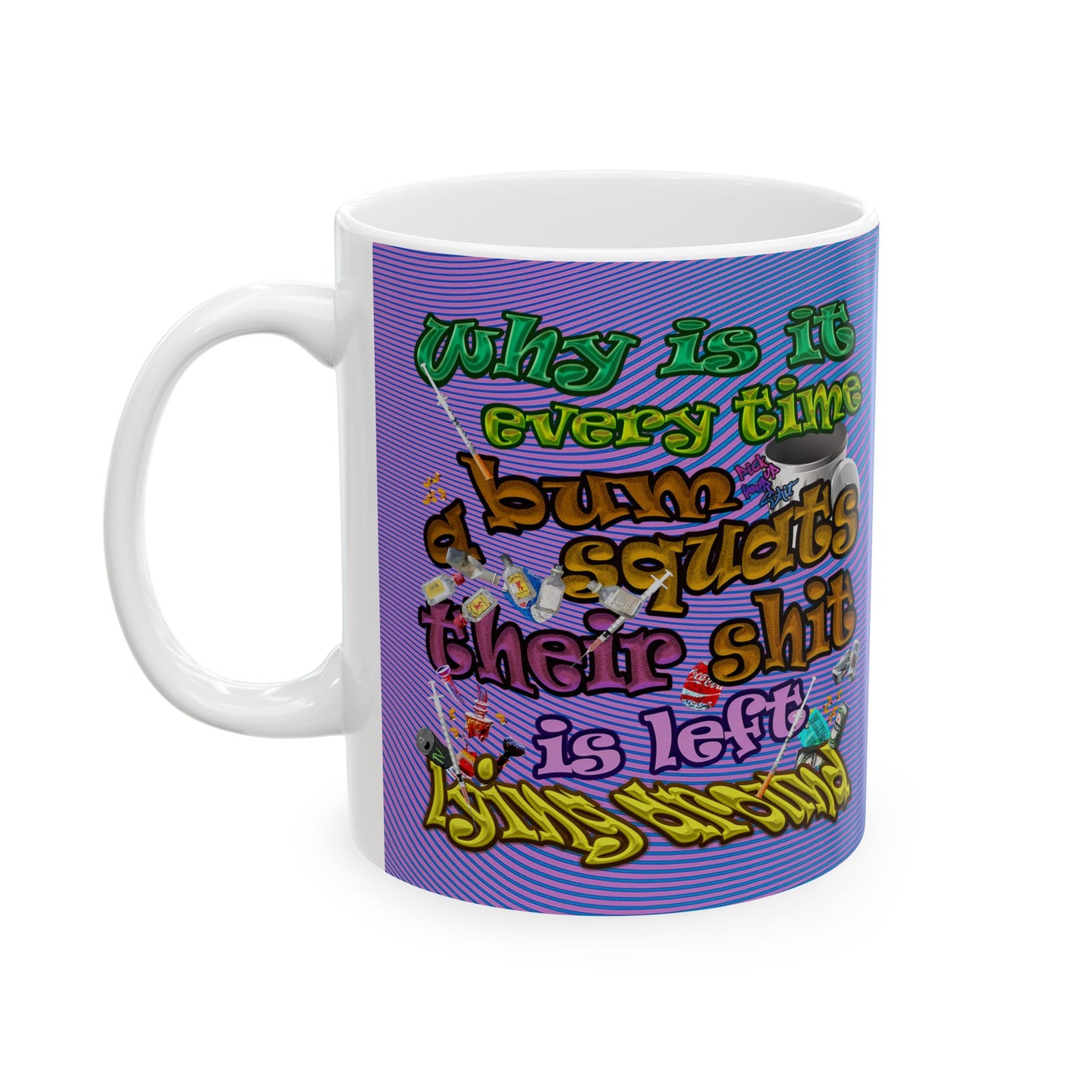 the bum's shit - White Mug (light blue-purple wave)