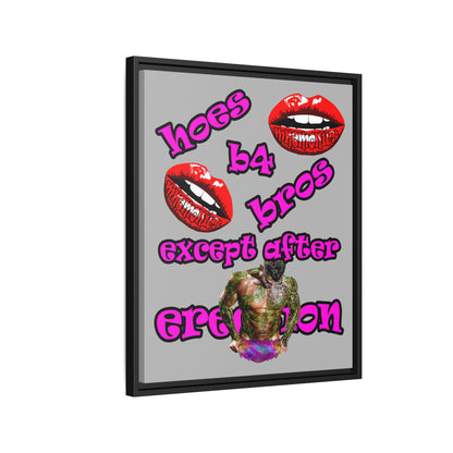 hoes b4 bros - framed canvas art (light grey)