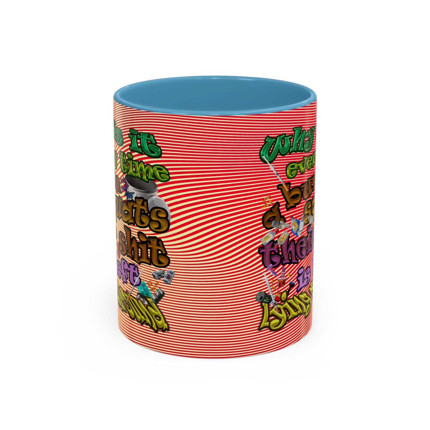 the bum's shit - Accent Mug (yellow-orange wave)