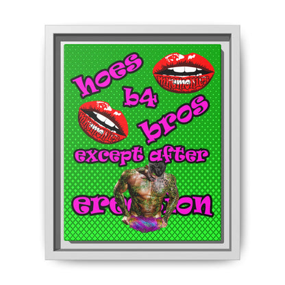 hoes b4 bros - framed canvas art (logo green)