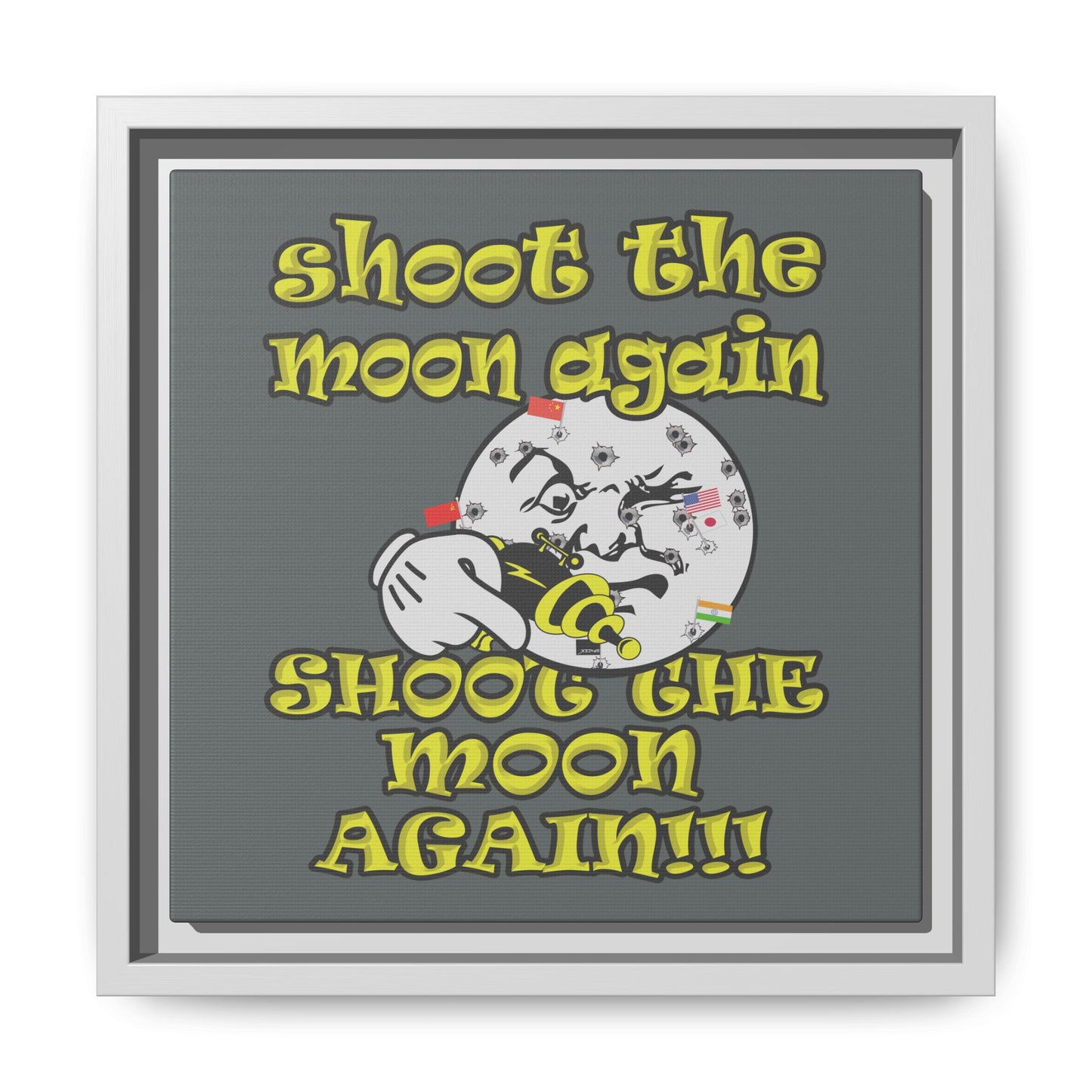shoot the moon again - framed canvas art (dark grey)