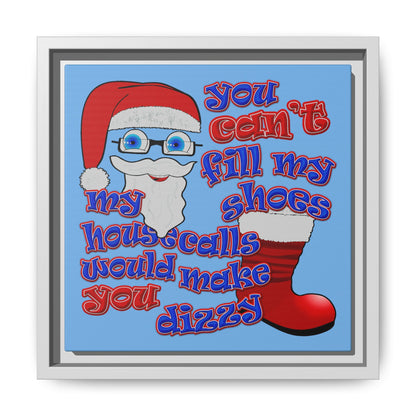 santa's shoes - framed canvas art (light blue)