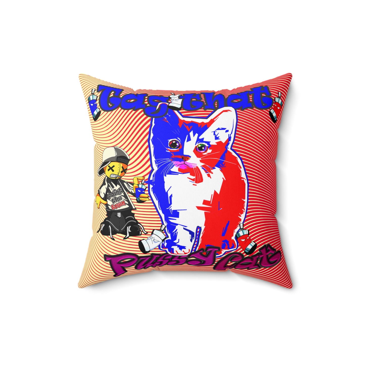 tag that - Spun Polyester Square Pillow - (yellow-orange wave)