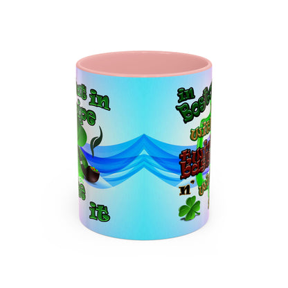 celtics logo - Accent Mug (light blue-pink wave)