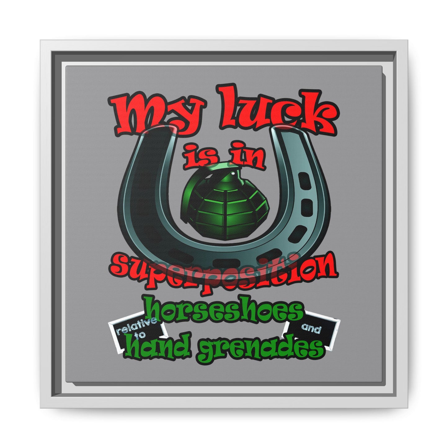 my luck - framed canvas art (grey)