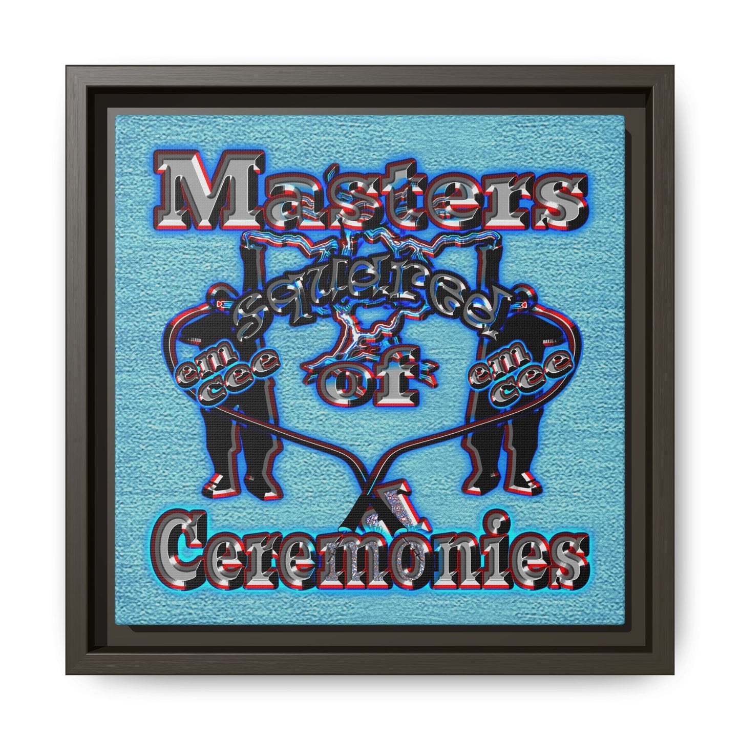 em cee squared - framed canvas art (faded blue)