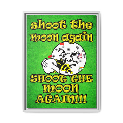 shoot the moon again - framed canvas art (green turf)