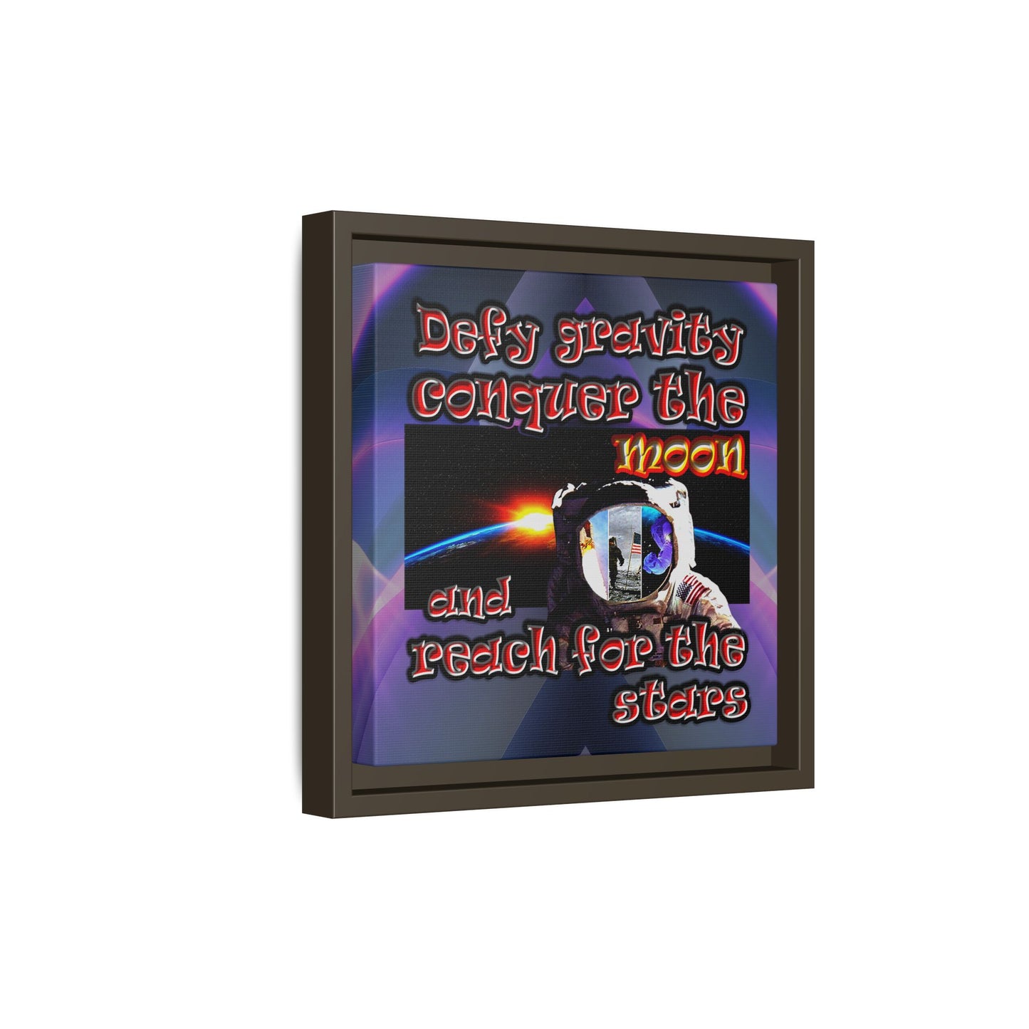 defy conquer reach - framed canvas art (grey-pink wave)