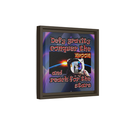 defy conquer reach - framed canvas art (grey-pink wave)