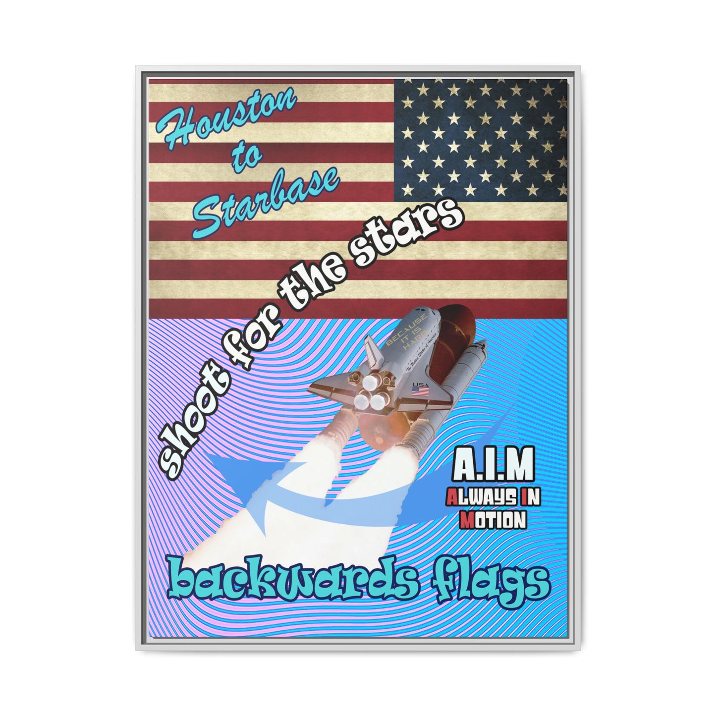 shoot for the stars - framed canvas art (light blue-purple wave)