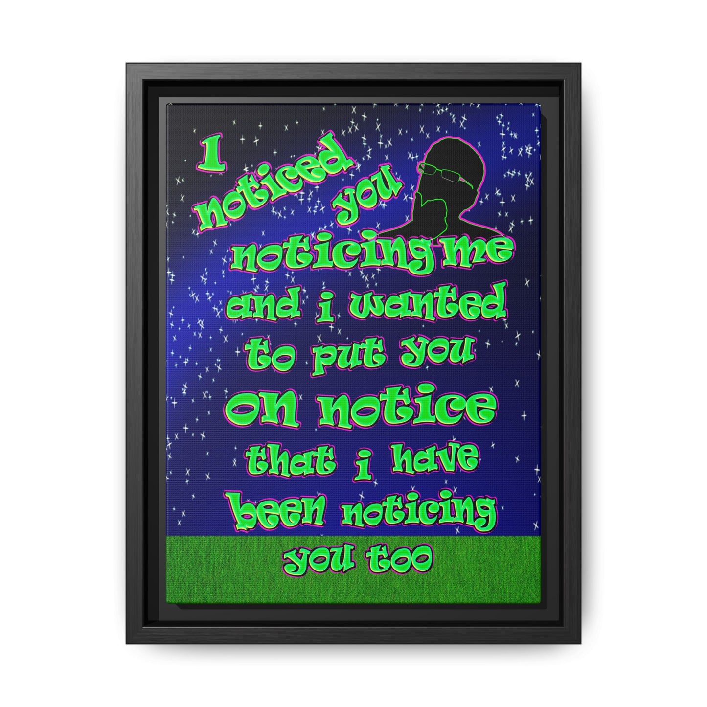noticed you noticing - framed canvas art ('snoops' background)