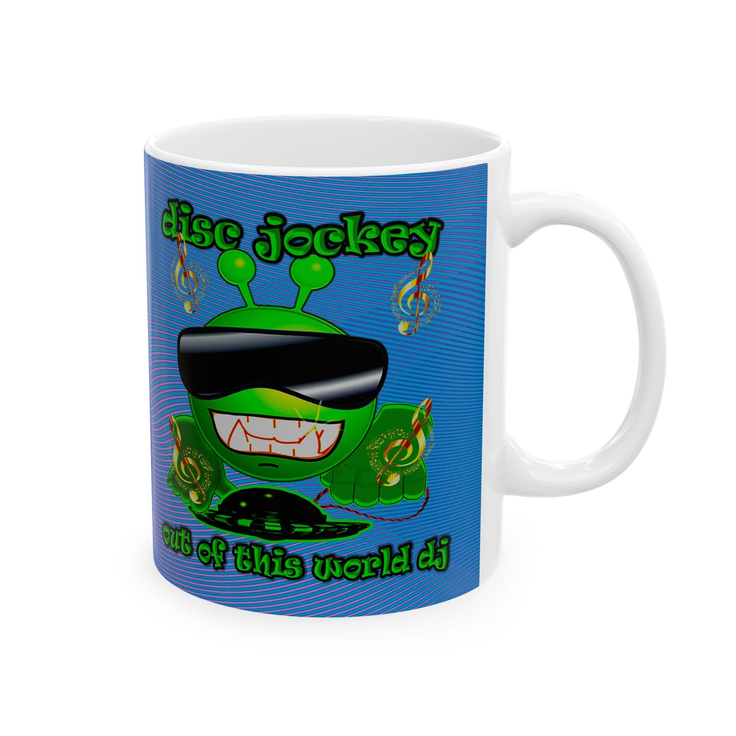 disc jockey - White Mug (light blue-purple wave)