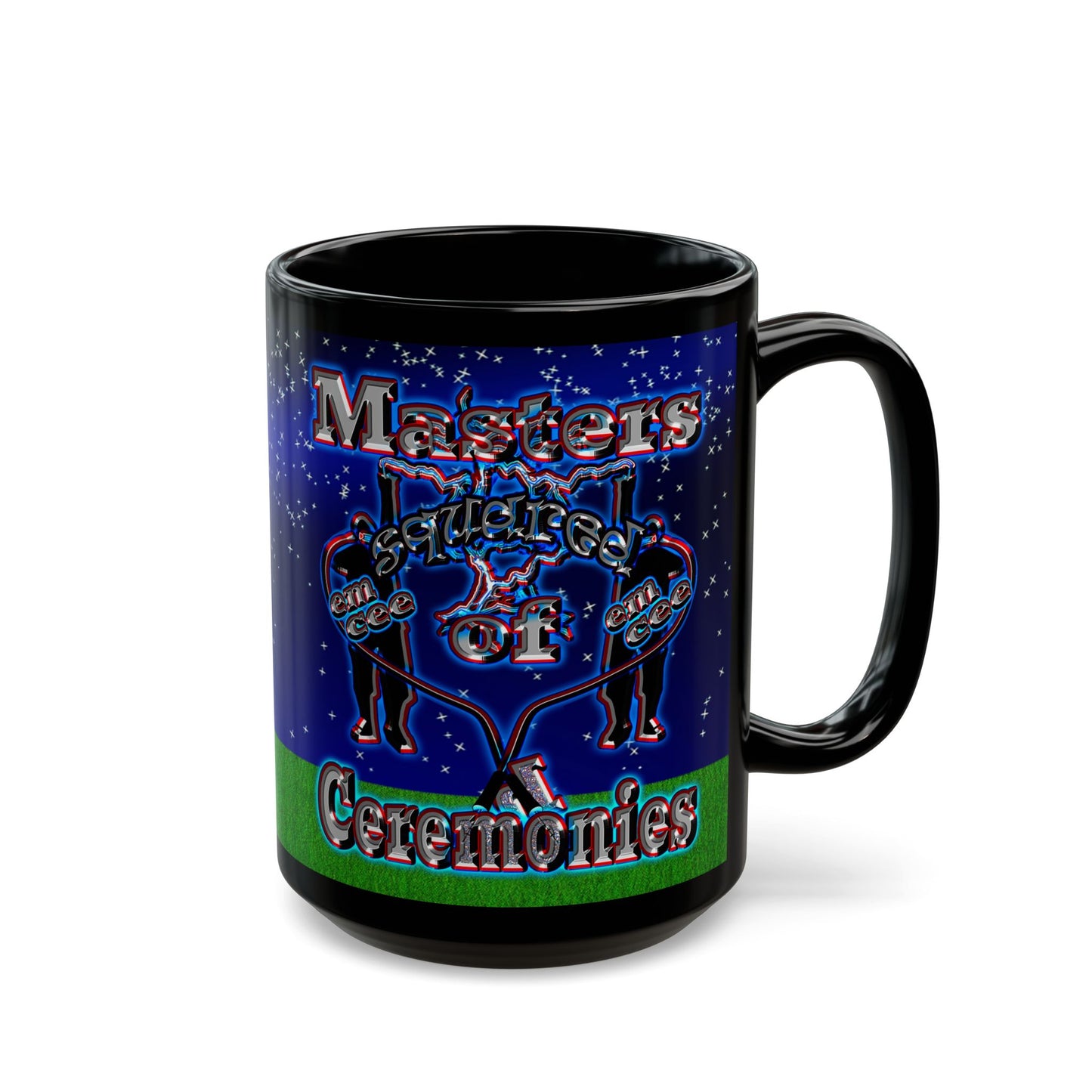 em cee squared - Black Mug ('snoops' background)