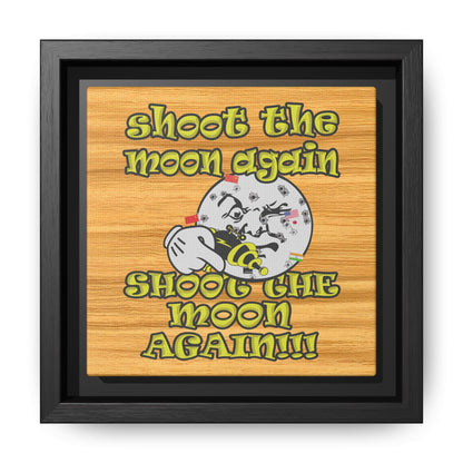 shoot the moon again - framed canvas art (butterscotch wood finish)