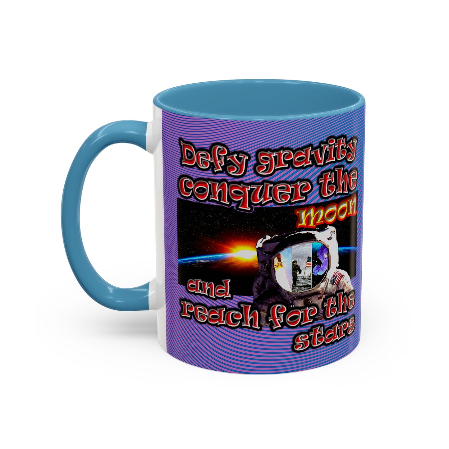 defy conquer reach - Accent Mug (light blue-purple wave)