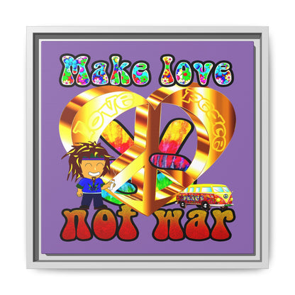 love peace - framed canvas art (light purple)