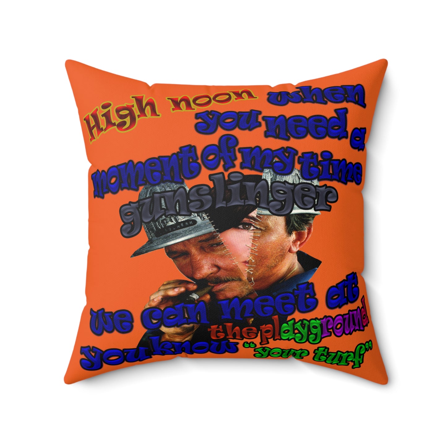 high noon - Faux Suede Square Pillow - (orange)