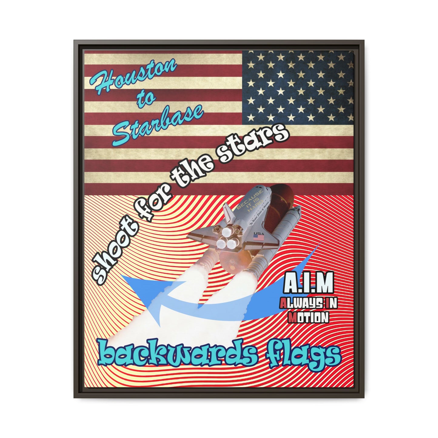 shoot for the stars - framed canvas art (yellow-orange wave)