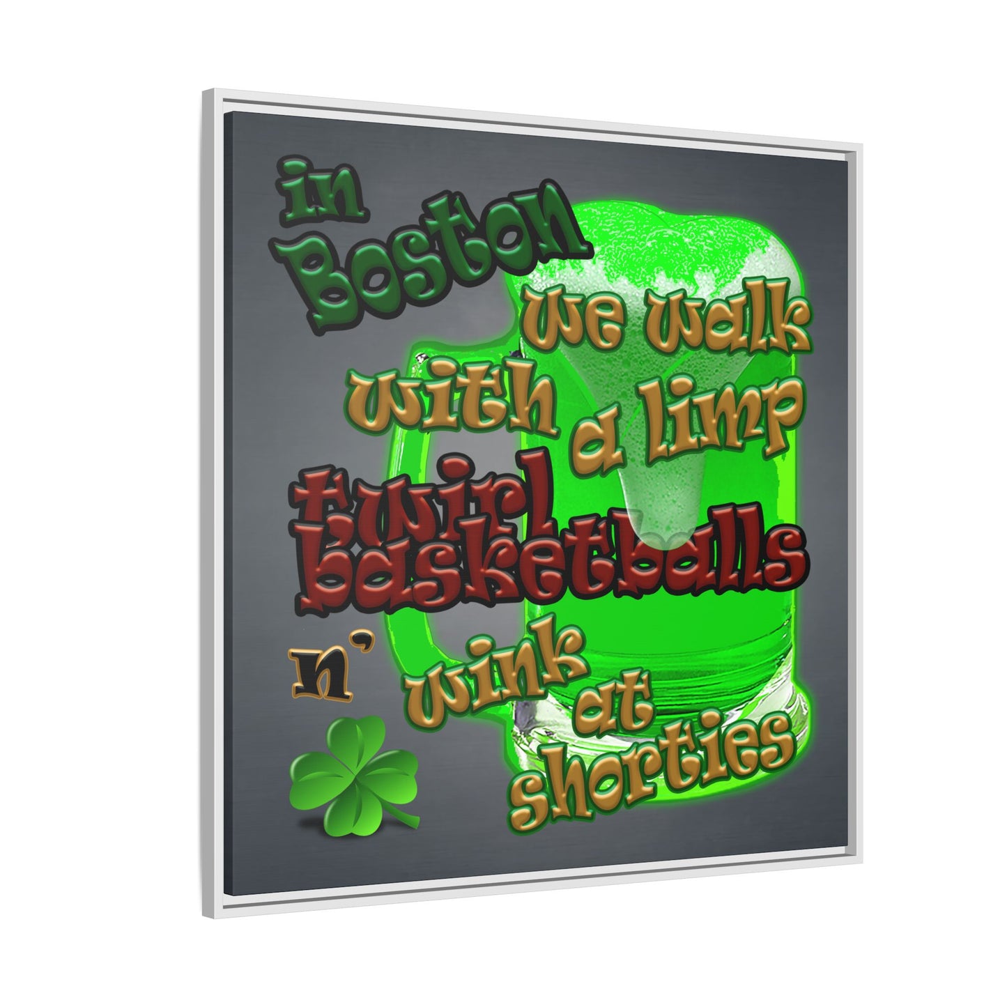 celtics logo - framed canvas art (grey-light grey)