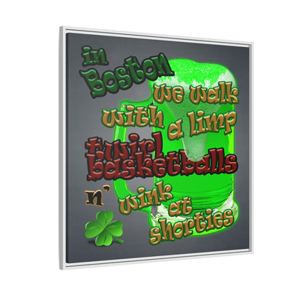 celtics logo - framed canvas art (grey-light grey)