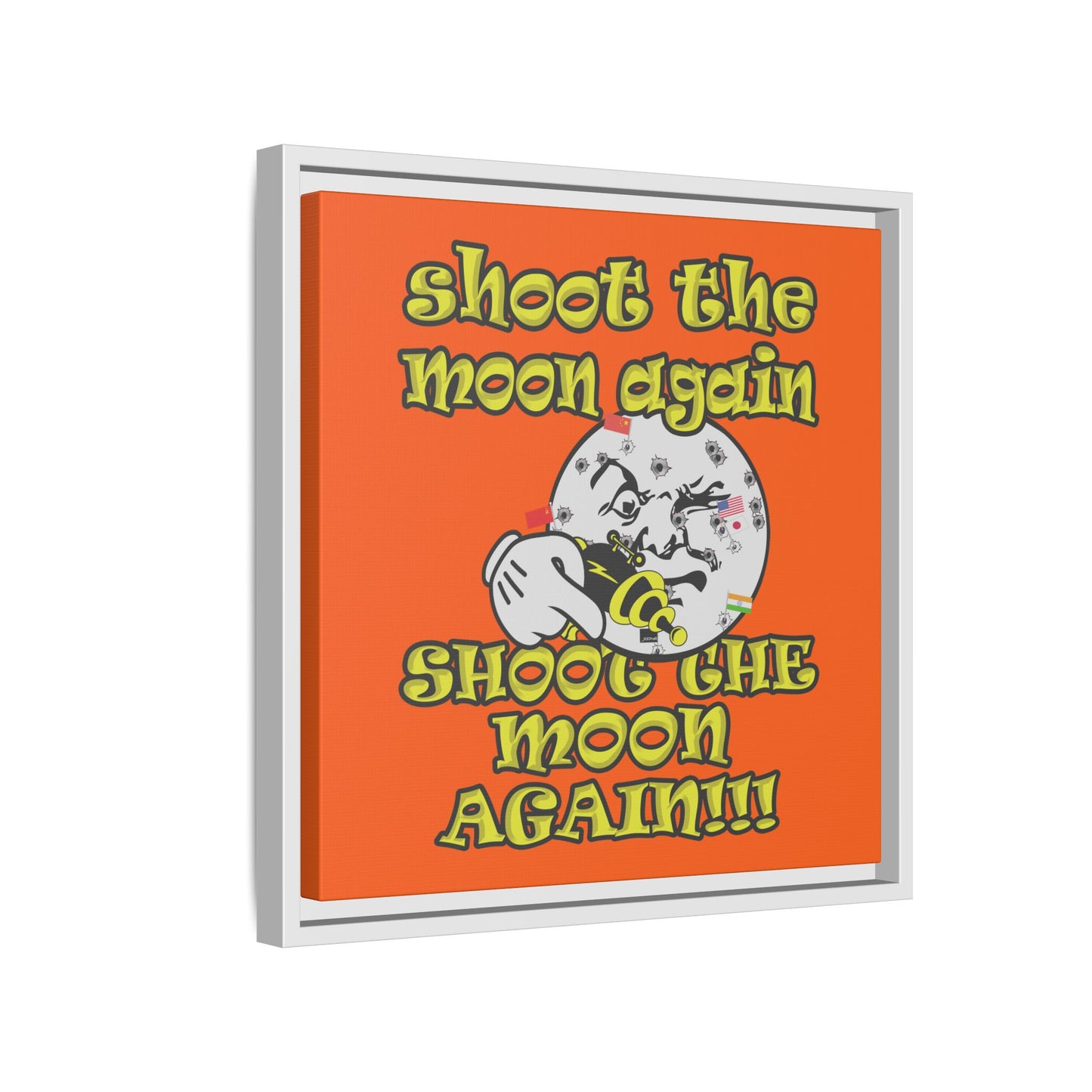 shoot the moon again - framed canvas art (orange)