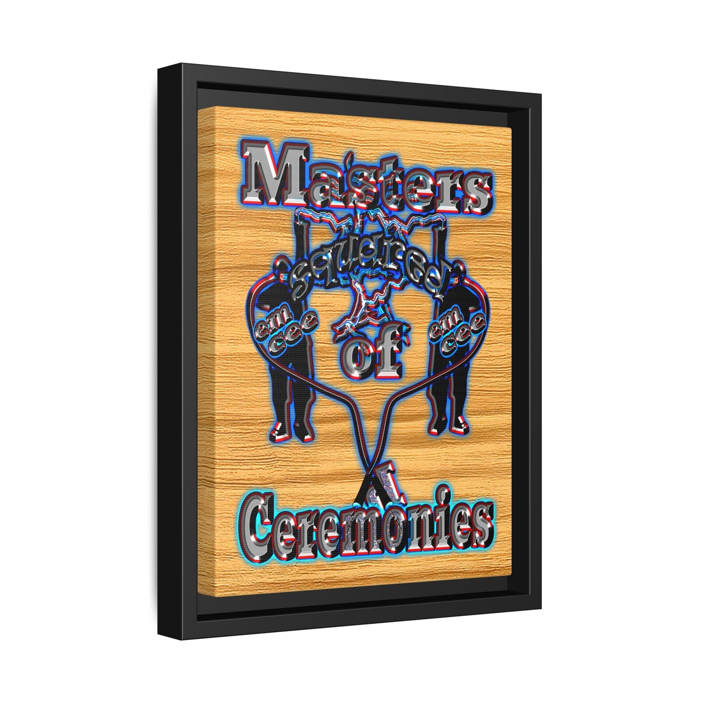 em cee squared - framed canvas art (butterscotch wood finish)