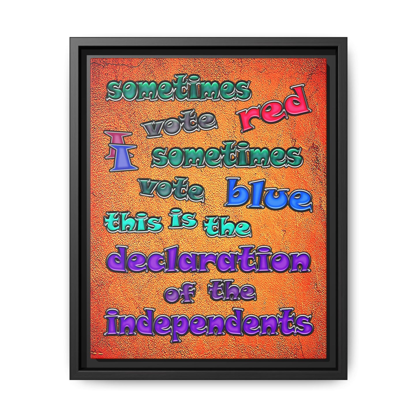 declaration of the independents - framed canvas art (burnt orange)