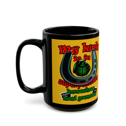 my luck - Black Mug (yellow)