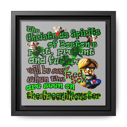 christmas spirits of boston - framed canvas art (light grey)