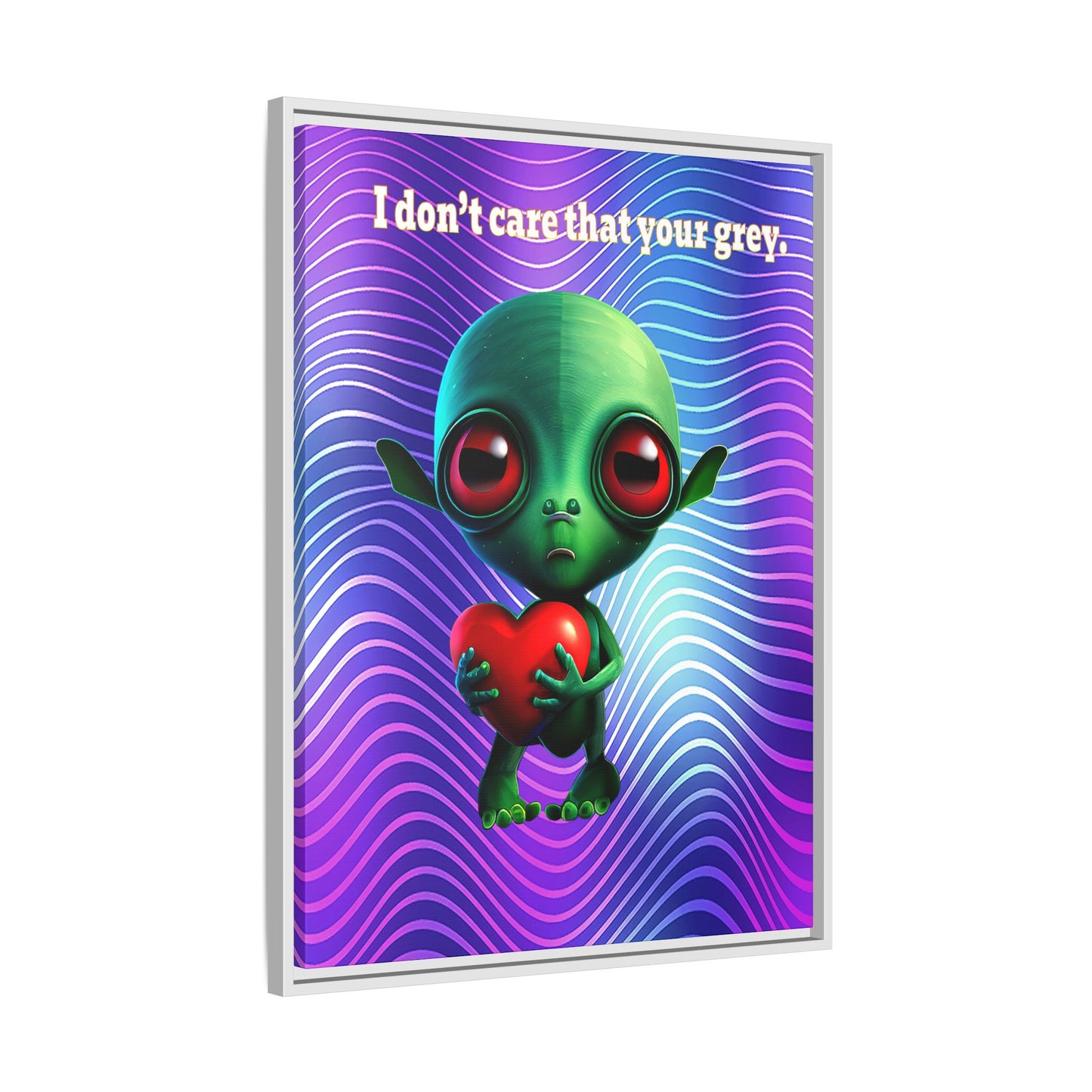 I don't care that your grey - framed canvas art (purple wave)