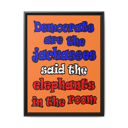 donkeys and elephants - framed canvas art (crusta)