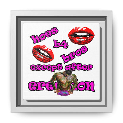 hoes b4 bros - framed canvas art (white)