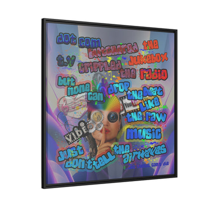 drop the beat - framed canvas art (grey-pink wave)