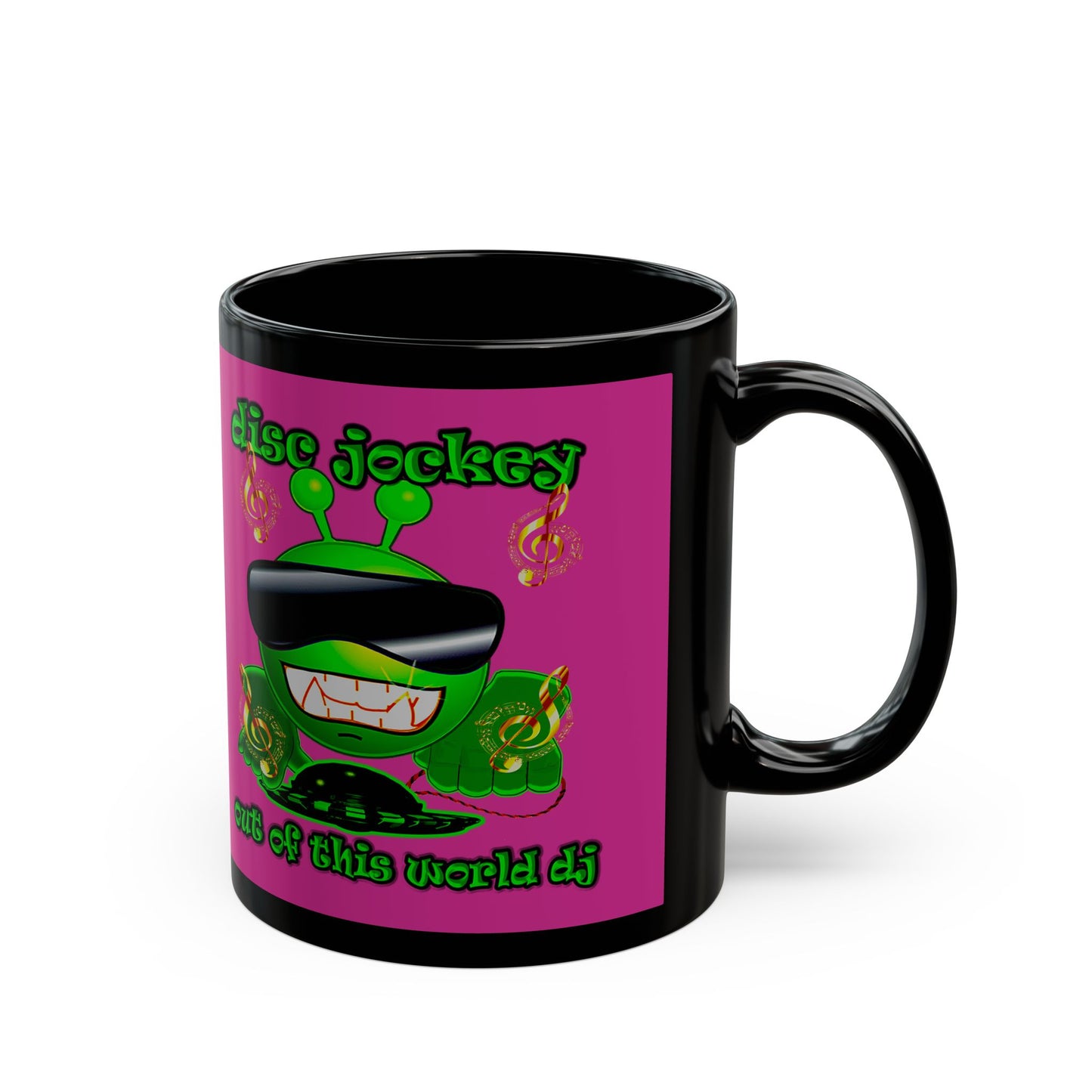 disc jockey - Black Mug (pink)