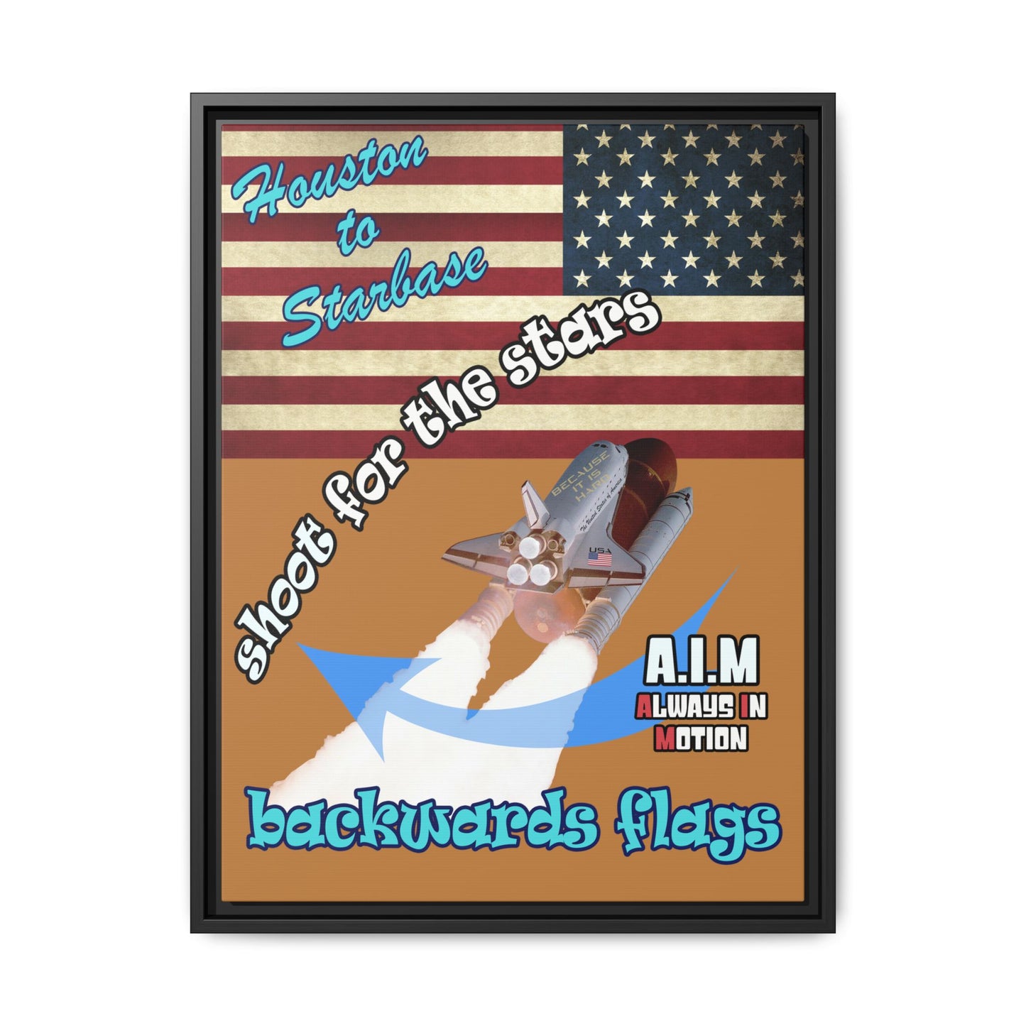 shoot for the stars - framed canvas art (light brown)