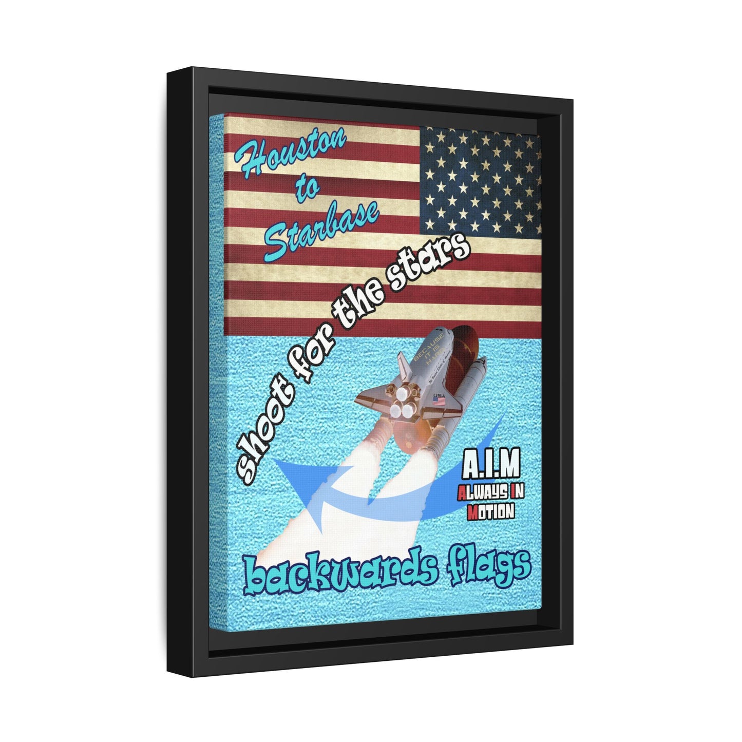shoot for the stars - framed canvas art (faded blue)