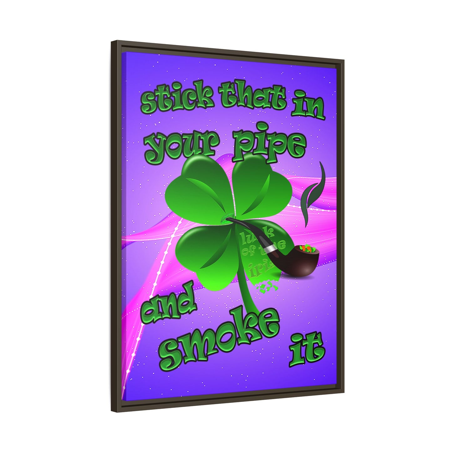 stick that in your pipe and smoke it - framed canvas art (purple-pink wave)