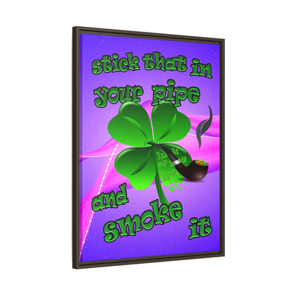 stick that in your pipe and smoke it - framed canvas art (purple-pink wave)
