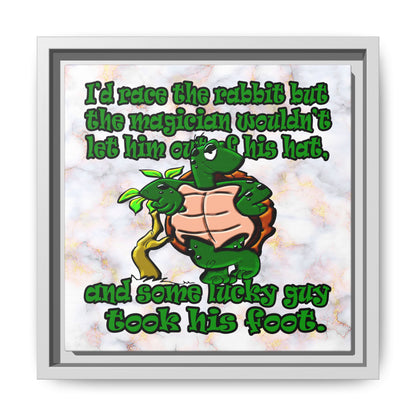 turtle race - framed canvas art (white marble)