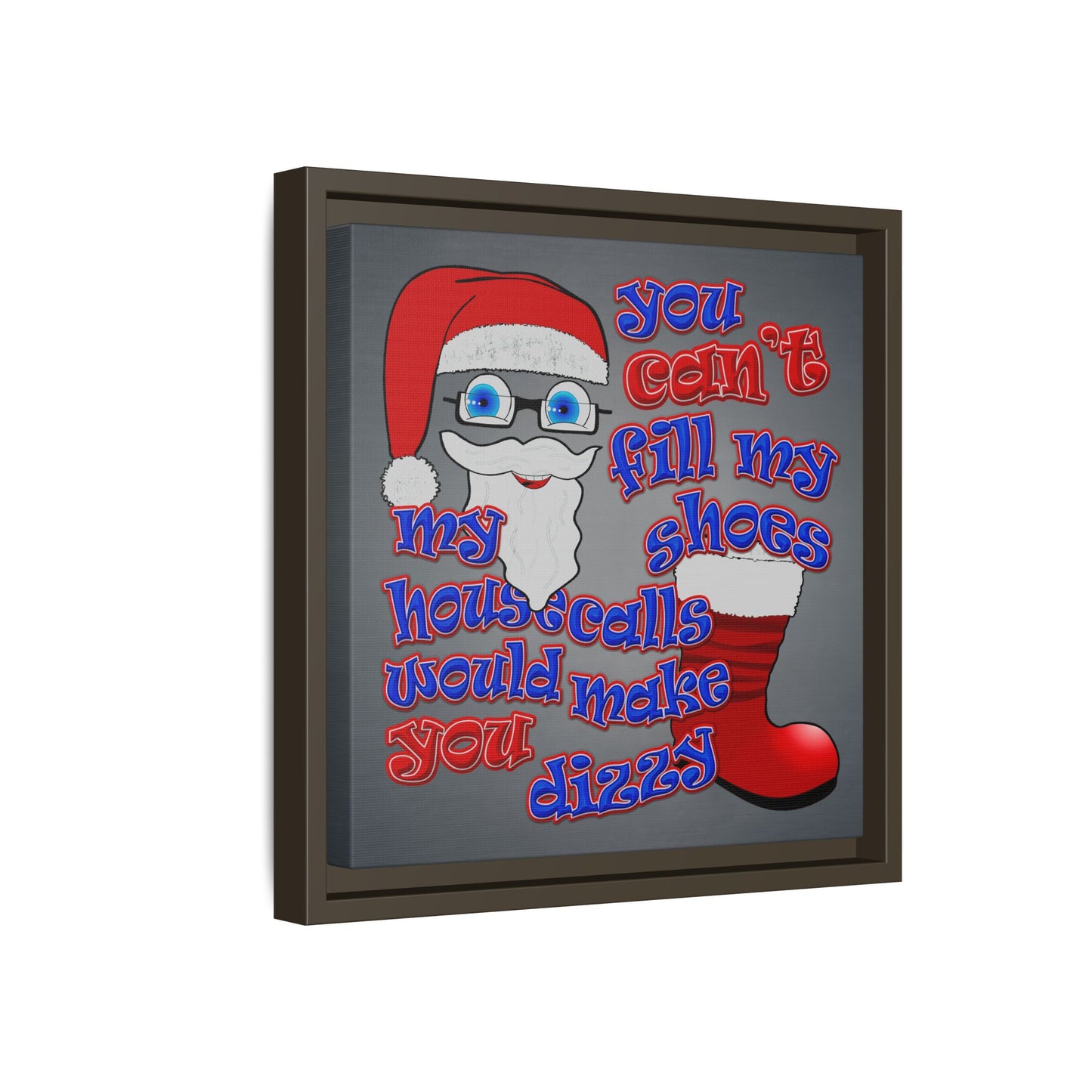 santa's shoes - framed canvas art (grey-light grey)